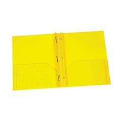 Yellow Poly Two Pocket Portfolio with Prongs, Pack of 25