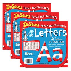 Dr. Seuss Stripes Reusable Punch Out Deco Letters, 217 Pieces Per Pack, 3 Packs