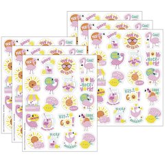 Flamingo Strawberry Lemonade Scented Stickers, 80 Per Pack, 6 Packs