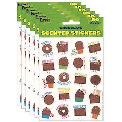 Chocolate Scented Stickers, 80 Per Pack, 6 Packs