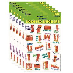 Bacon Scented Stickers, 80 Per Pack, 6 Packs