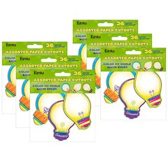 Color My World Light Bulbs Assorted Paper Cut Outs, 36 Per Pack, 6 Packs