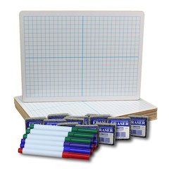 Two-Sided Dry Erase Boards, XY Axis/Plain, Class Pack of 12