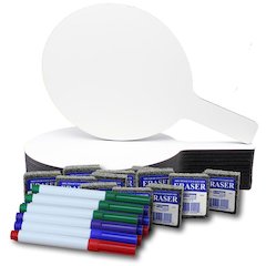 Oval Dry Erase Answer Paddles with Colored Pens, Class Pack of 12