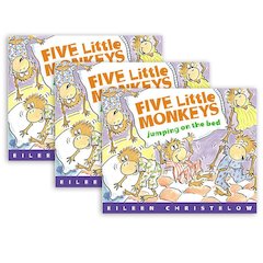 Five Little Monkeys Jumping on the Bed Book, Pack of 3