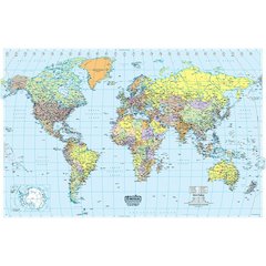 Laminated World Map - World - 50" Width x 33" Height