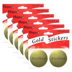Excellence 2" Gold Certificate Seals, 50 Per Pack, 6 Packs