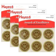 Gold Foil Embossed, Award of Excellence, 54 Seals Per Pack, 3 Packs