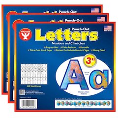 3" Punch-Out Letters, Globes, 350 Characters Per Pack, 3 Packs