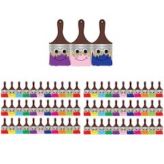 Happy Paintbrush Die Cut Classroom Border, 36 Feet Per Pack, 6 Packs
