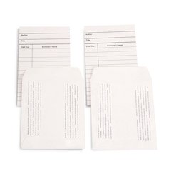 Library Cards & Self-Adhesive Pockets Combo, White, 150 Each/300 Pieces