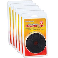 Self-Adhesive Magnetic Tape Roll, 1/2" x 120", Pack of 6