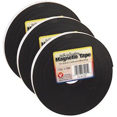 Magnetic Strips, 0.5" x 300" Per Roll, 3 Rolls