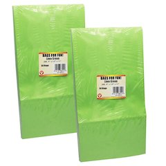 Gusseted Paper Bags, #6 (6" x 3.5" x 11"), Lime Green, 50 Per Pack, 2 Packs