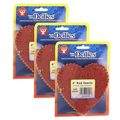 Heart Doilies, Red, 4", 100 Per Pack, 3 Packs