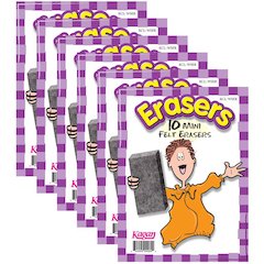 Erasers, Mini, 10 Per Pack, 6 Packs