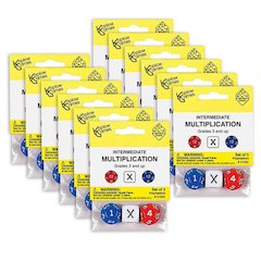 Intermediate Multiplication Dice, 3 Per Set, 12 Sets