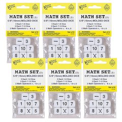 Whole Number Dice Set, 8 Per Pack, 6 Packs