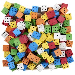 16Mm Color Spot Foam Dice 200 Count, Assorted