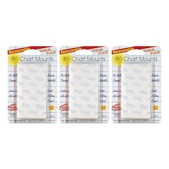 Removable Chart Tabs, 1" x 1", 80 Per Pack, 3 Packs