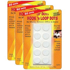 Hook 'n Loop, 5/8" Dots, 60 Sets Per Pack, 3 Packs