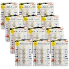 Self-Sticking Hook 'N Loop Dots 5/8", White, 10 Sets Per Pack, 12 Packs