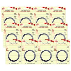 Self-Sticking Magnetic Tape Roll, 1/2" x 30", Pack of 12