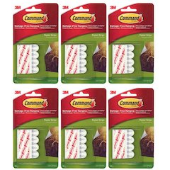 Removable Poster Strips, 12 Strips Per Pack, 6 Packs