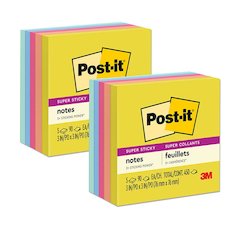 Super Sticky Notes, Summer Joy Collection, 90 Sheets/Pad, 5 Pads/Pack, 2 Packs