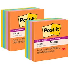 Super Sticky Notes, 3 in x 3 in, Energy Boost Collection, 5 Pads/Pack, 2 Packs