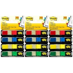 Flags, .47 in. Wide, 35 Flags/Dispenser, 4 Dispensers/Pack, 3 Packs