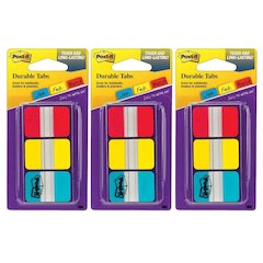 Tabs, 1" Solid, Red, Yellow, Blue, 66 Tabs & Dispenser Per Pack, 3 Packs
