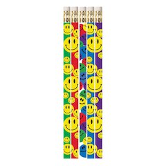 Happy Face Assorted Motivational Pencils, 12 Per Pack, 12 Packs