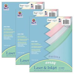 Pastel Multipurpose Paper Array, 8-1/2" x 11", 100 Sheets Per Pack, 3 Packs