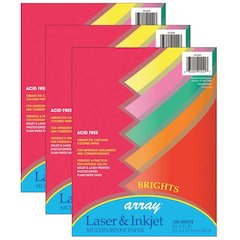 Bright Multi-Purpose Paper, 5 20 lb., 8-1/2" x 11", 100 Sheets Per Pack, 3 Packs