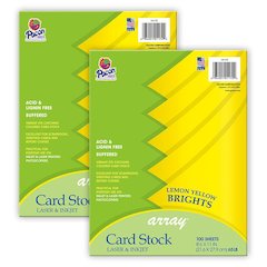 Card Stock, Lemon Yellow, 8-1/2" x 11", 100 Sheets Per Pack, 2 Packs