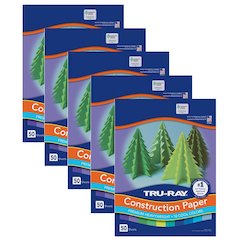 Construction Paper, Cool Assorted, 9" x 12", 50 Sheets Per Pack, 5 Packs