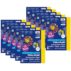 Construction Paper, Yellow, 9" x 12", 50 Sheets Per Pack, 10 Packs