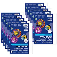 Construction Paper, White, 9" x 12", 50 Sheets Per Pack, 10 Packs