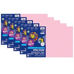 Construction Paper, Pink, 12" x 18", 50 Sheets Per Pack, 5 Packs