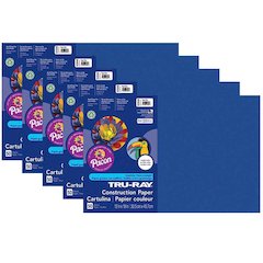 Construction Paper, Royal Blue, 12" x 18", 50 Sheets Per Pack, 5 Packs