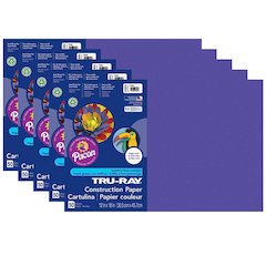 Construction Paper, Purple, 12" x 18", 50 Sheets Per Pack, 5 Packs