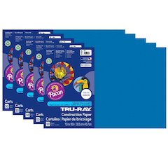 Construction Paper, Blue, 12" x 18", 50 Sheets Per Pack, 5 Packs