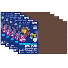 Construction Paper, Dark Brown, 12" x 18", 50 Sheets Per Pack, 5 Packs