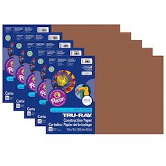 Construction Paper, Warm Brown, 12" x 18", 50 Sheets Per Pack, 5 Packs
