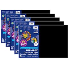 Construction Paper, Black, 12" x 18", 50 Sheets Per Pack, 5 Packs