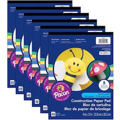 Heavyweight Construction Paper Pad, 8 9" x 12", 48 Sheets Per Pack, 12 Packs