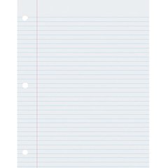 Composition Paper, White, Red Margin, 9/32" Ruled, 500 Sheets Per Pack, 2 Packs