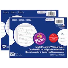Multi-Program Handwriting Paper, 1-1/8" Ruled, 500 Sheets Per Pack, 2 Packs