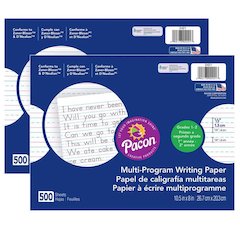 Multi-Program Handwriting Paper, 1/2" Ruled, 500 Sheets Per Pack, 2 Packs